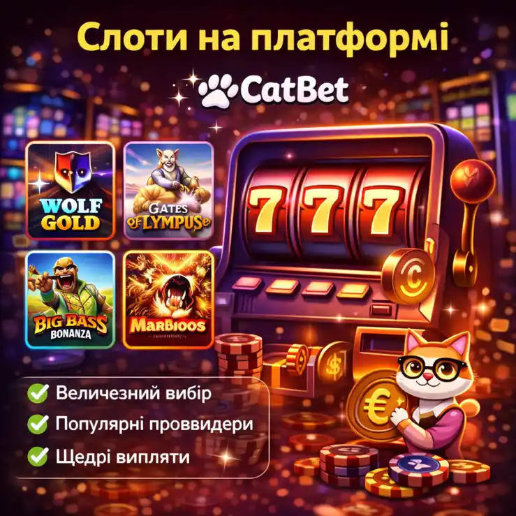 Каталог слотів на CatBet з популярними іграми Gates of Olympus, Sweet Bonanza, Aviator та фільтрами за провайдером і тематикою